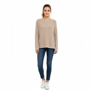 LIFE Love Is For Eternity Beige Knit Sweater Size L Button Back Size L